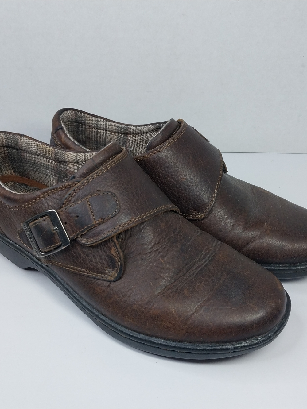 Eastland Shoes Womens 7 M Anna Monk Strap Loafers Brown Leather Slip on Buckles